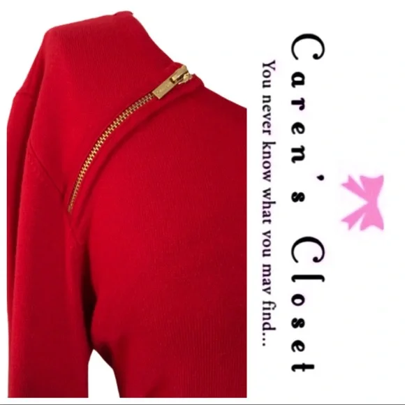 Calvin Klein Gold Zipper Red Sweater Dress - Picture 5 of 5